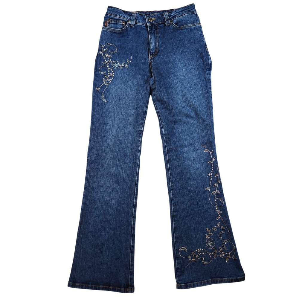 Mu‎ Jeans Bootcut Jeans Womens 10 Blue Good Rhinestone Embellished D610